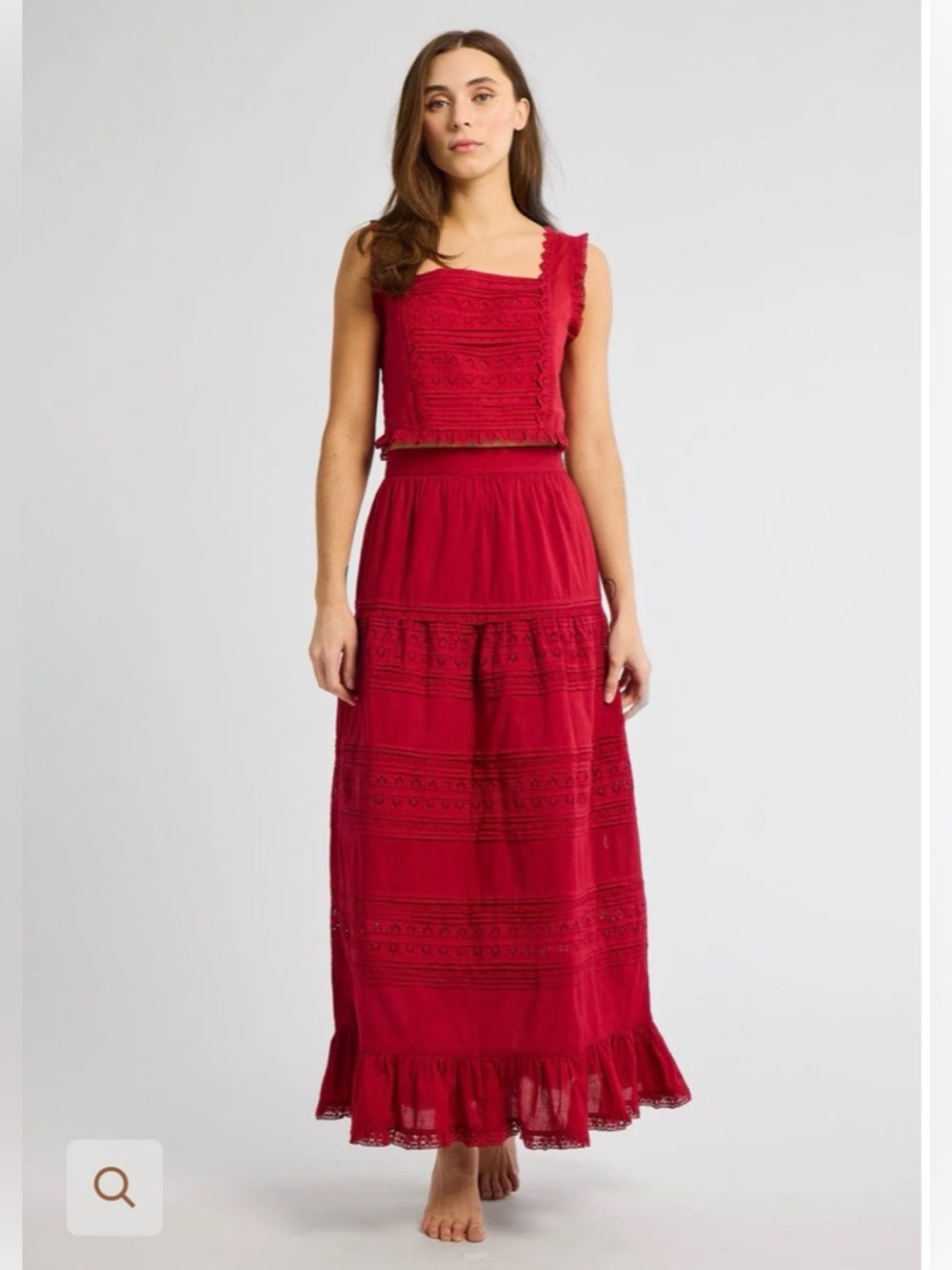 NWT Mille Skirt & Top Set | Size Small | Cherry Lace | 100% Cotton Two Piece Set